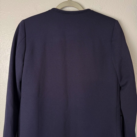 H&M navy blue waffle long coat blazer pocket open front 6 - Picture 6 of 9